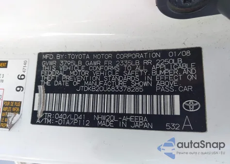 2008 Toyota Prius Touring из США, поврежденный, VIN JTDKB20U683378285